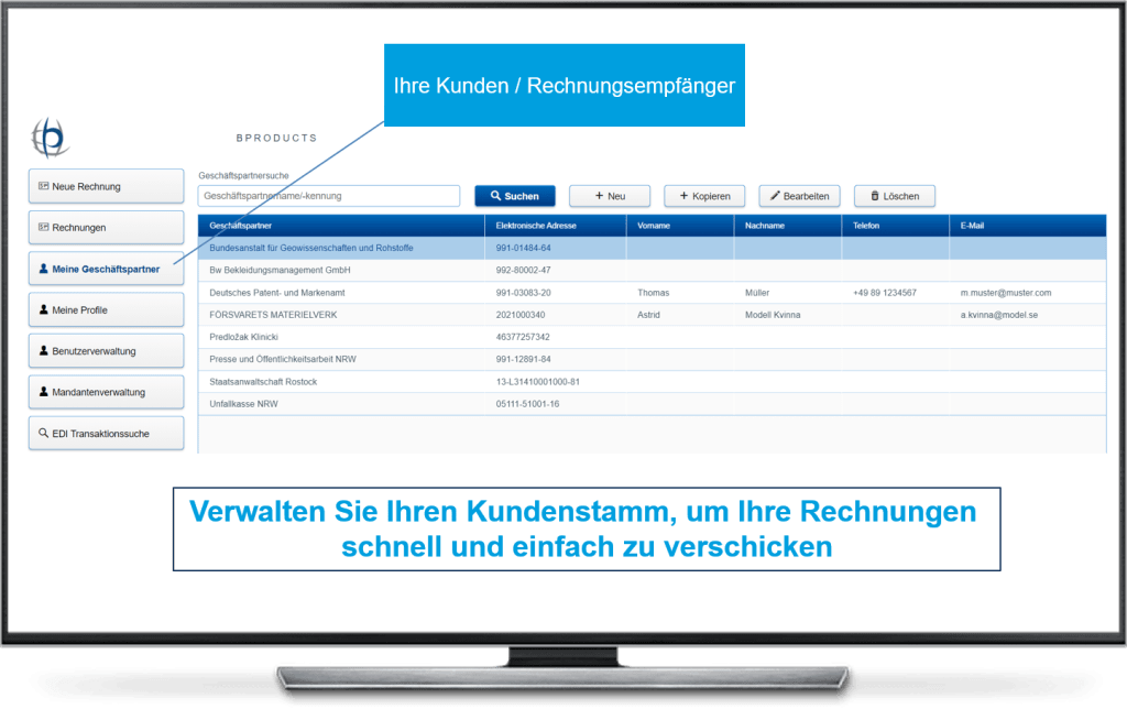 BESITEC electronic invoicing platform dashboard